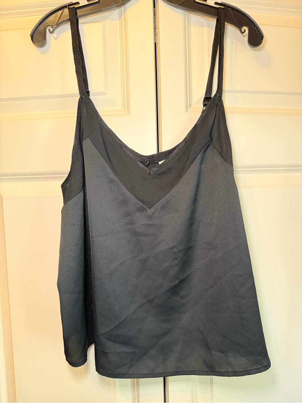 a new day Black Satin V-Neck Cami Tank Top